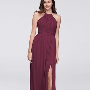David's Bridal High Neck Bridesmaids Dress